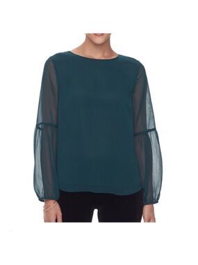 Apt 9 balloon sleeve peasant blouse Woman’s size petite large green